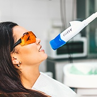 Patient getting in-office teeth whitening